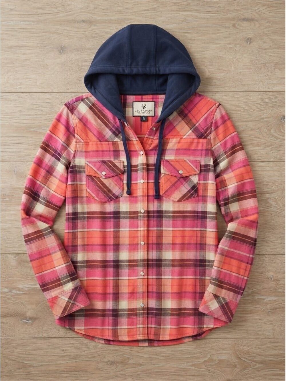Legendary Whitetails Hooded Flannel Shirt Womens XL